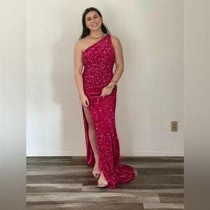 berlinnova mermaid glitter one-shoulder backless prom dress with sequins